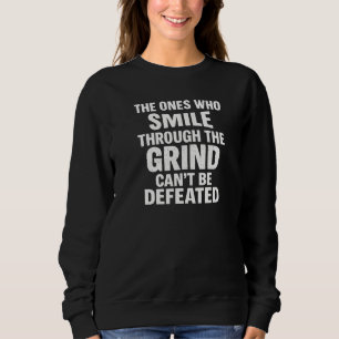 Smile grind gym motivatie citaat met witte tekst trui