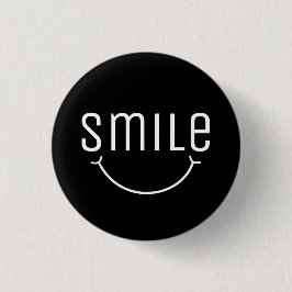Smile Grinning Black White Face Ronde Button 3,2 Cm