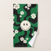Smile - Groen, Cream en Zwart Bad Handdoek (Handdoek)