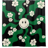 Smile - Groen, Cream en Zwart Douchegordijn (Voorkant)
