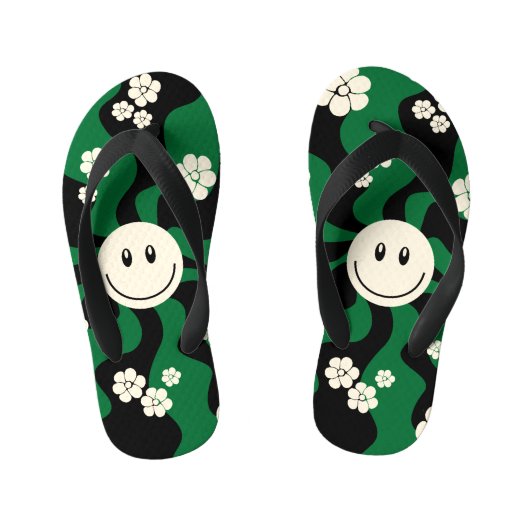 Smile - Groen, Cream en Zwart Kinder Teenslippers (Voetbed)
