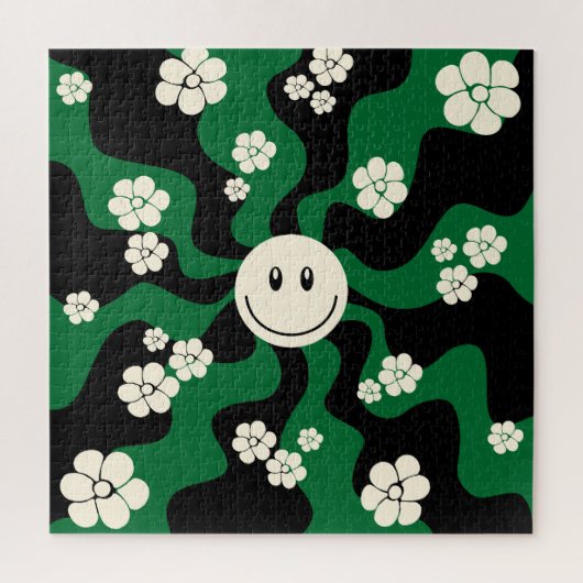 Smile - Groen, Cream en Zwart Legpuzzel (Verticaal)