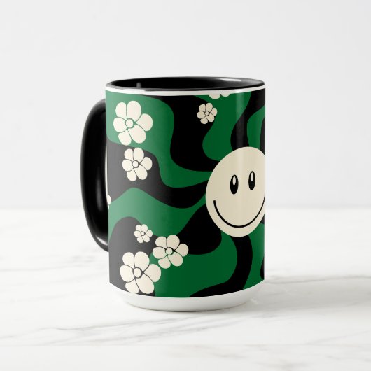 Smile - Groen, Cream en Zwart Mok (Voorkant links)