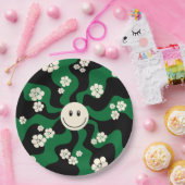 Smile - Groen, Cream en Zwart Papieren Bordje (Feest)