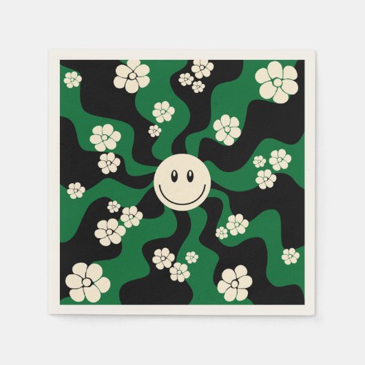 Smile - Groen, Cream en Zwart Servet (Voorkant)