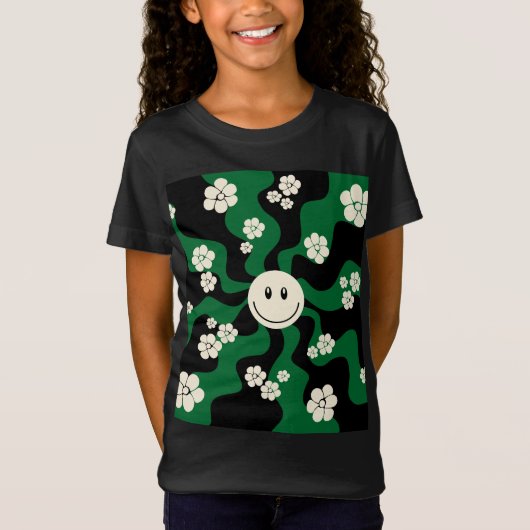 Smile - Groen, Cream en Zwart T-shirt (Voorkant)