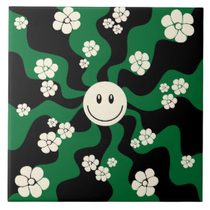 Smile - Groen, Cream en Zwart Tegeltje