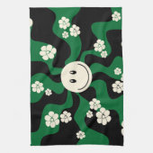 Smile - Groen, Cream en Zwart Theedoek (Verticaal)