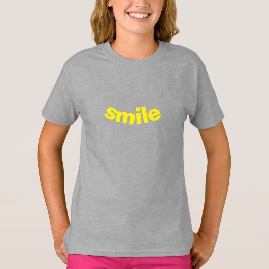"smile" grote glimlach - gele letters T-Shirt (Voorkant)