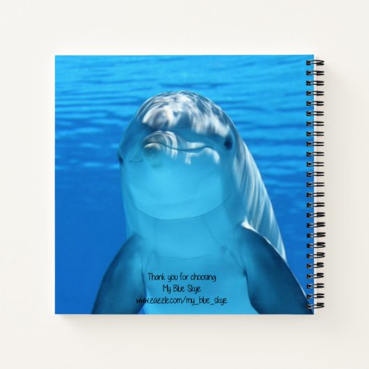 Smile Happy Dolphin Schattige Blauw Notitieboek (Achterkant)