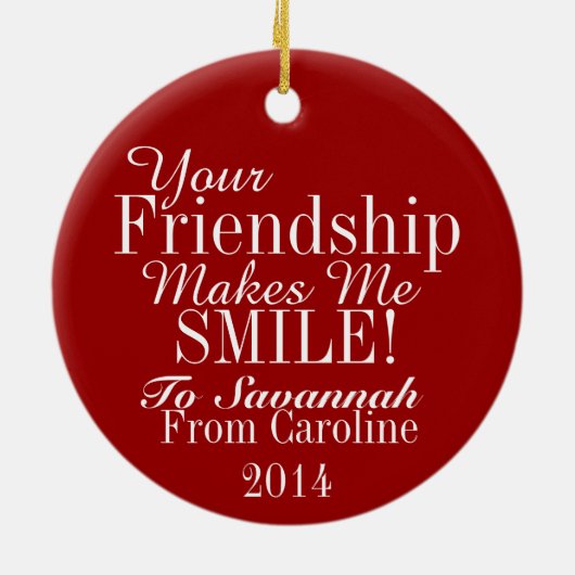 Smile Happy Face Friendship Ornamenet - SRF Keramisch Ornament (Achterkant)