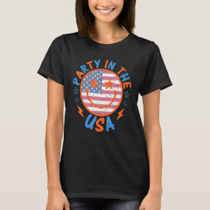 Smile Happy Face Party in de VS Amerikaanse vlag 4 T-shirt