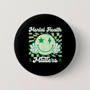 Smile Happy Face Schattige Flower Mental Health S Ronde Button 5,7 Cm