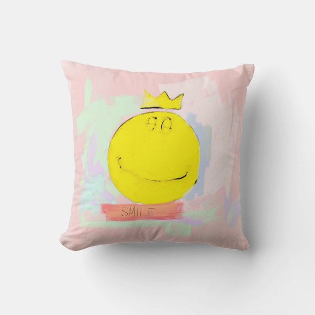 SMILE Happy Face T-Shirt Sierkussen (Voorkant)