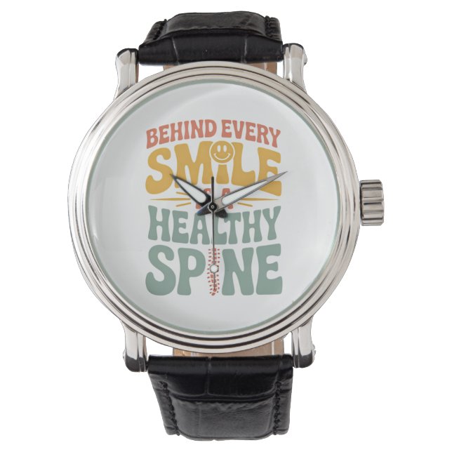 Smile Healthy Spine Chiropractor Quote Design Horloge (Voorkant)