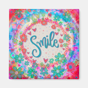 Smile Hearts  Bloemen Kleurrijke Inspirivity Magneet