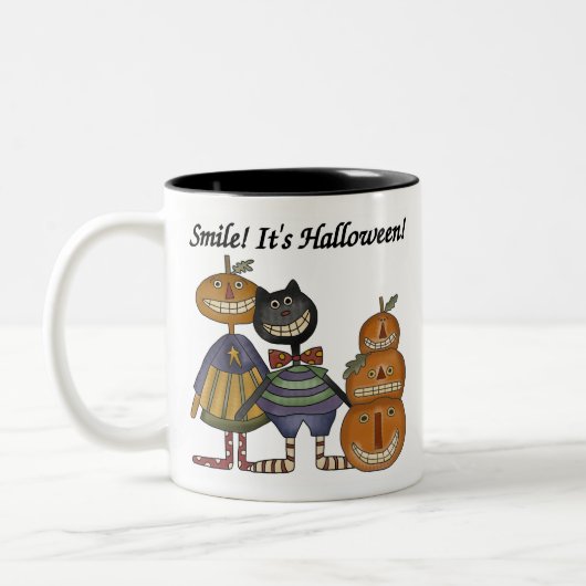 Smile Het is Halloween Tweekleurige Koffiemok (Links)