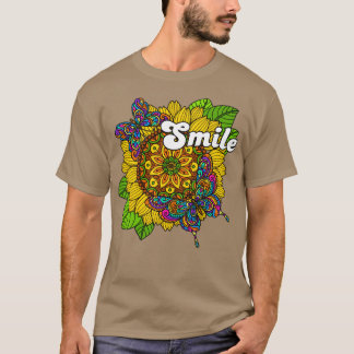 Smile Hippy Sunflower and Butterfly Design T-shirt