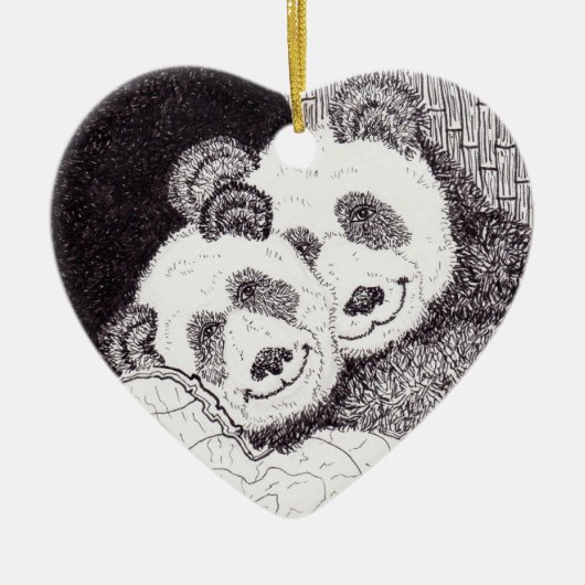 Smile & Hugs Panda Heart Ornament (Voorkant)