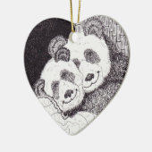 Smile & Hugs Panda Heart Ornament (Links)