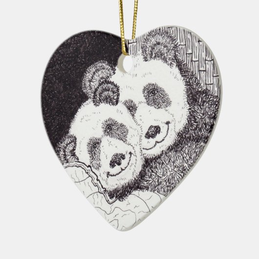 Smile & Hugs Panda Heart Ornament (Links)