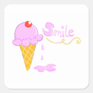 Smile Ice Cream Vierkante Sticker