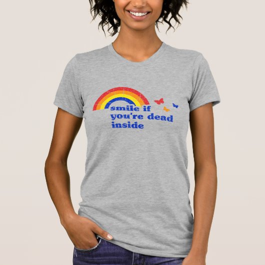 "Smile if you are Dead Inside" grappige donkere Hu T-shirt (Voorkant)