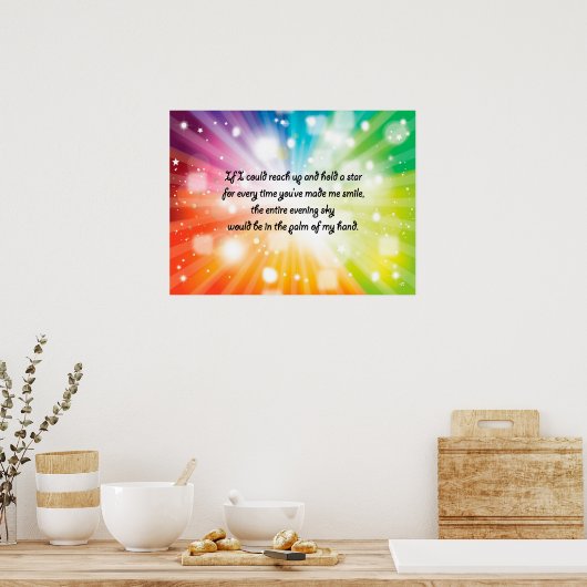 Smile Inspirerend Happy Quote Star Rainbow Poster (Keuken)