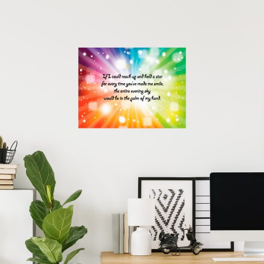 Smile Inspirerend Happy Quote Star Rainbow Poster (Thuiskantoor)