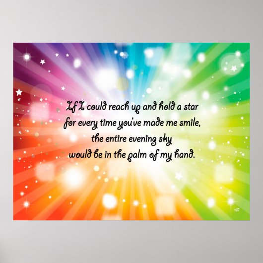 Smile Inspirerend Happy Quote Star Rainbow Poster (Voorkant)