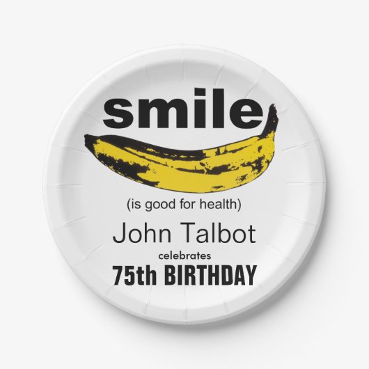 Smile is goed 75th Birthday Party Paper Bord (Voorkant)
