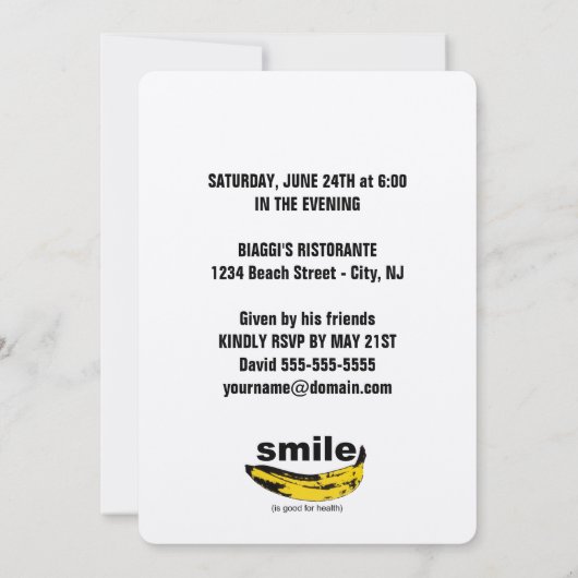 Smile is goed voor Health 25th Birthday Invitation Kaart (Achterkant)