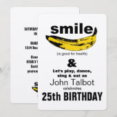 Smile is goed voor Health 25th Birthday Invitation Kaart (Voorkant / Achterkant)