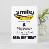Smile is goed voor Health 55th Birthday Invitation Kaart (Staand voorkant)