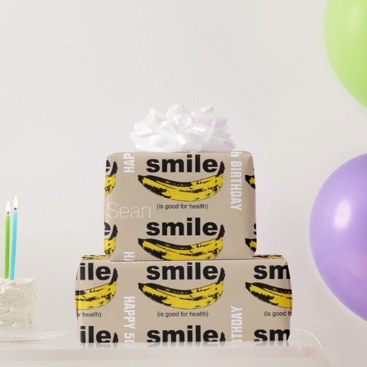 Smile is goed voor Health Banana 50th Birthday WP Cadeaupapier (Feestgeschenken)