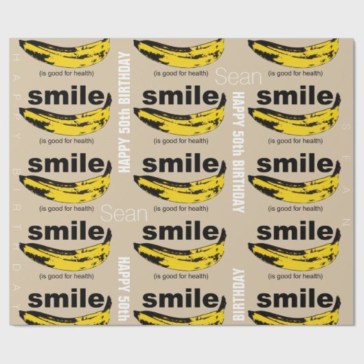 Smile is goed voor Health Banana 50th Birthday WP Cadeaupapier (Vlak)