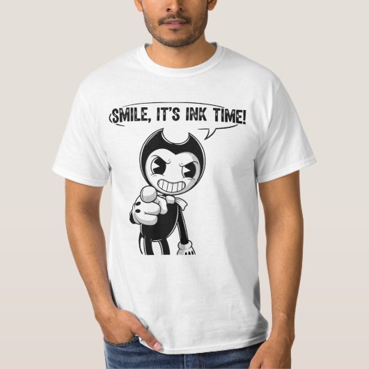 Smile It’s Ink Time Creepy Cartoon Ink Demon Graph T-shirt (Voorkant)