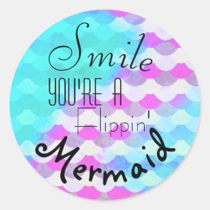 Smile Je bent een flipte zeemeermin. Ronde Sticker