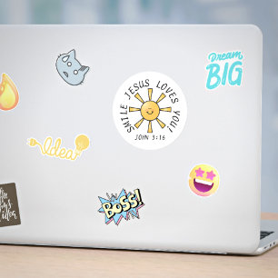 Smile Jesus houdt van je Ronde Sticker