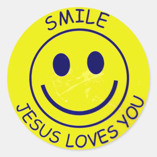 Smile Jesus houdt van je Ronde Sticker (Voorkant)