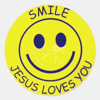 Smile Jesus houdt van je Ronde Sticker