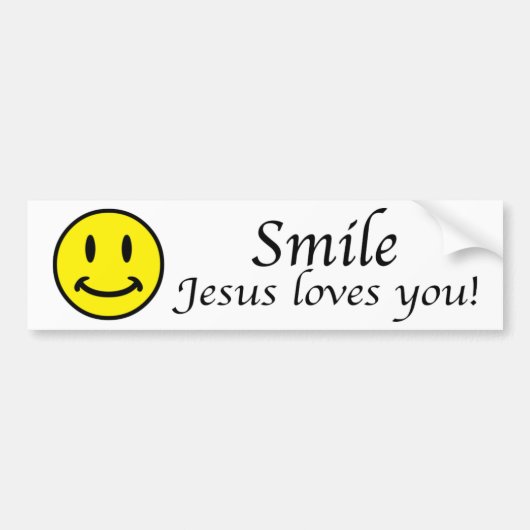 Smile, Jezus houdt van je bumper sticker (Voorkant)