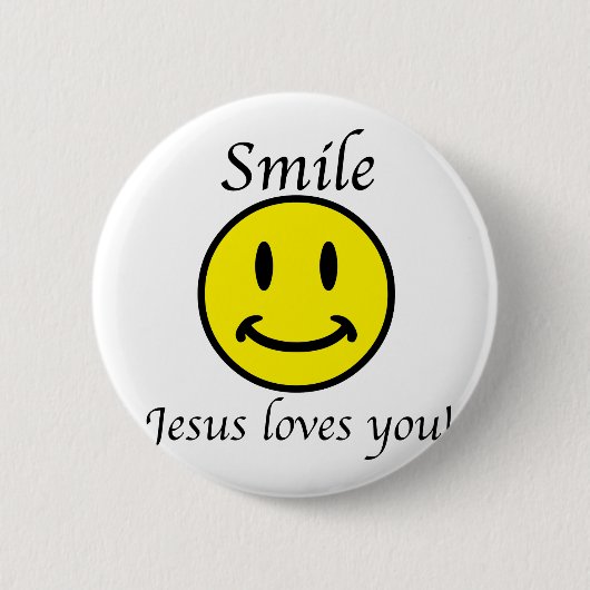 Smile, Jezus houdt van je Ronde Button 5,7 Cm (Voorkant)