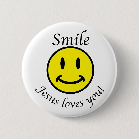 Smile, Jezus houdt van je Ronde Button 5,7 Cm (Voorkant)