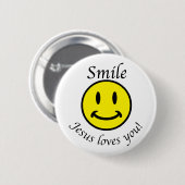 Smile, Jezus houdt van je Ronde Button 5,7 Cm (Voorkant /achterkant)