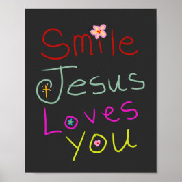 ‘Smile Jezus Houdt van Jou’ Kleurrijk Schrift Poster