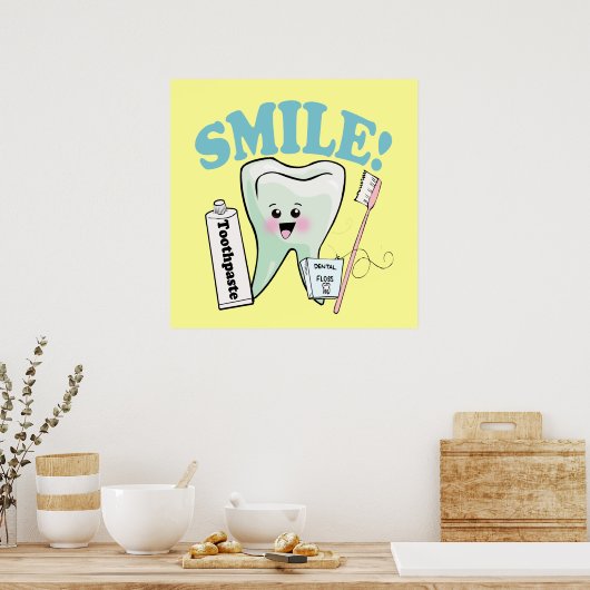 Smile Kawaii Tooth Art Poster (Keuken)