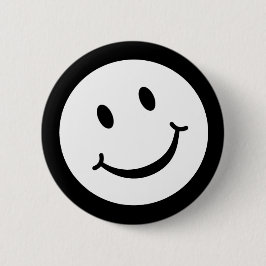 Smile-knoppenbadge in zwart-wit ronde button 5,7 cm
