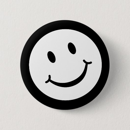 Smile-knoppenbadge in zwart-wit ronde button 5,7 cm (Voorkant)