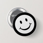 Smile-knoppenbadge in zwart-wit ronde button 5,7 cm (Voorkant /achterkant)